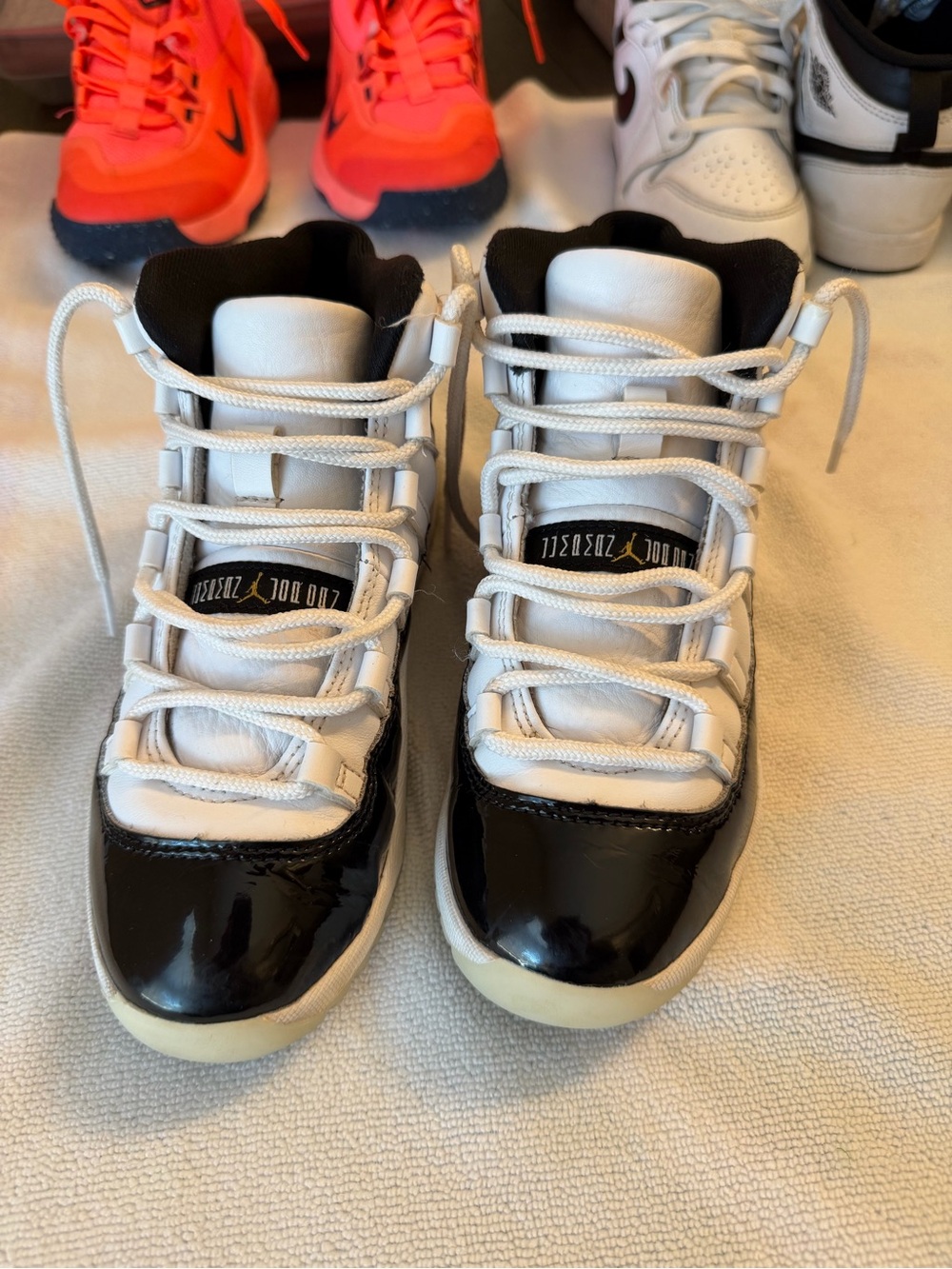 Jordan Kids Black & White Patent Leather High-Top Sneakers